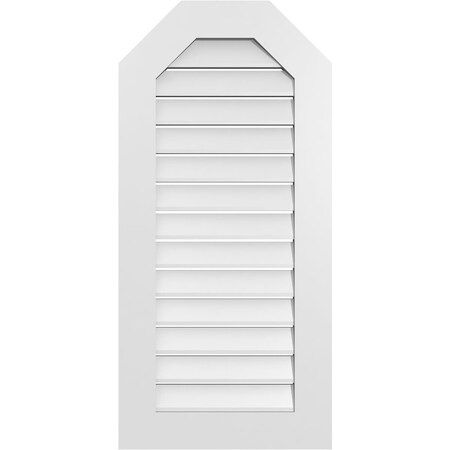 Ekena Millwork Octagonal Top Surface Mount PVC Gable Vent: Functional, w/ 3-1/2"W x 1"P Standard Frame, 20"W x 42"H GVPOT20X4201SF